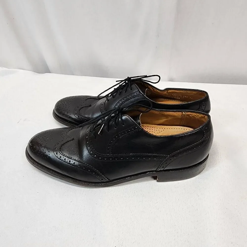 Florsheim Imperial Oxford Black Leather Wingtip Brogue Lace Up Shoes Size 9 C